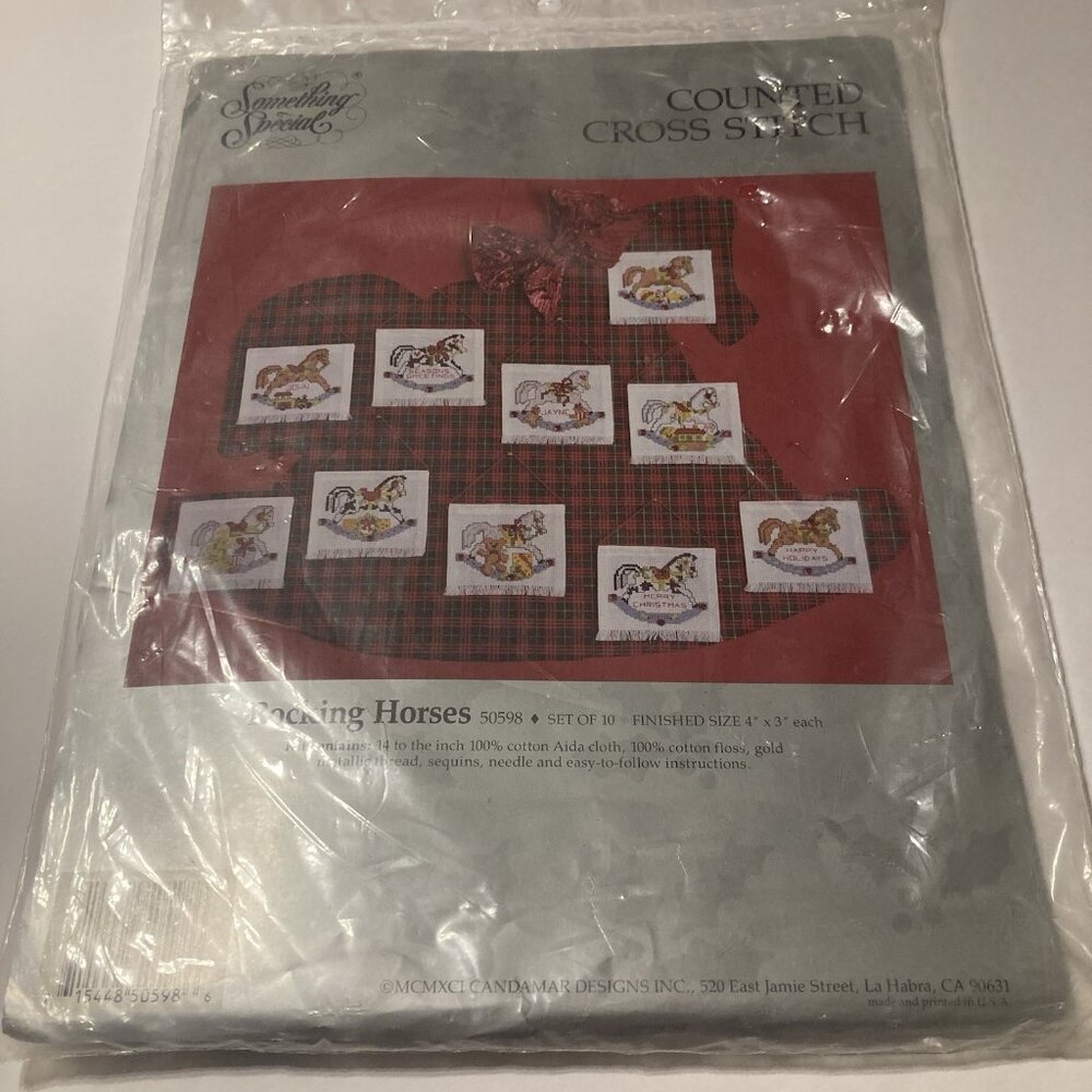 NEW ©1991 Something Special Counted Cross Stitch #50598 "Rocking Horses" Set/10